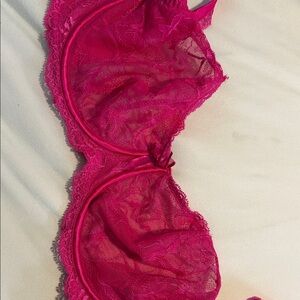 Victoria's Secret Hot Pink Sheer Lace Underwire Bra